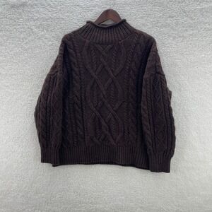 LL Bean Sweater Womens 2X Cable Knit Roll Neck Wool Alpaca Fisherman Cottage